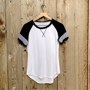 Women's Casual Loose Tunic Top Crewneck Color Block Short Sleeve T-shirt Small